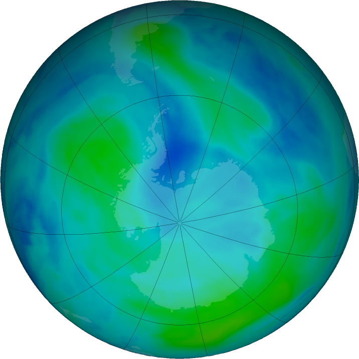 Antarctic ozone map for 17 February 2023